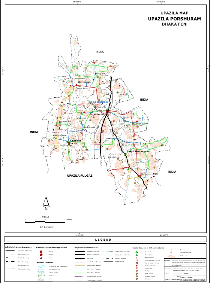 Parshuram Upazila Map Feni District Bangladesh