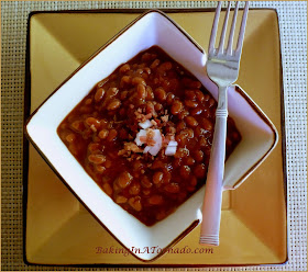 Semi Homemade Baked Beans: Baked beans, the perfect side dish to any summer barbeque. Ingredient short cuts are slow baked to perfection.| Recipe developed by www.BakingInATornado.com | #recipe #dinner