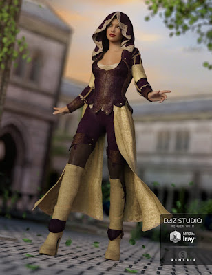 3d Models Art Zone - Casual Summer, Vigilante Outfit ja Austrani Outfit for Genesis 3 Nainen (t)