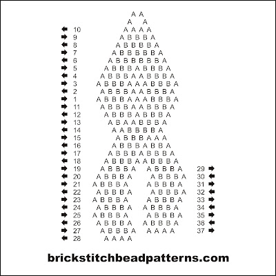 Click for a larger image of the Medium Pink Ribbon brick stitch bead pattern word chart.