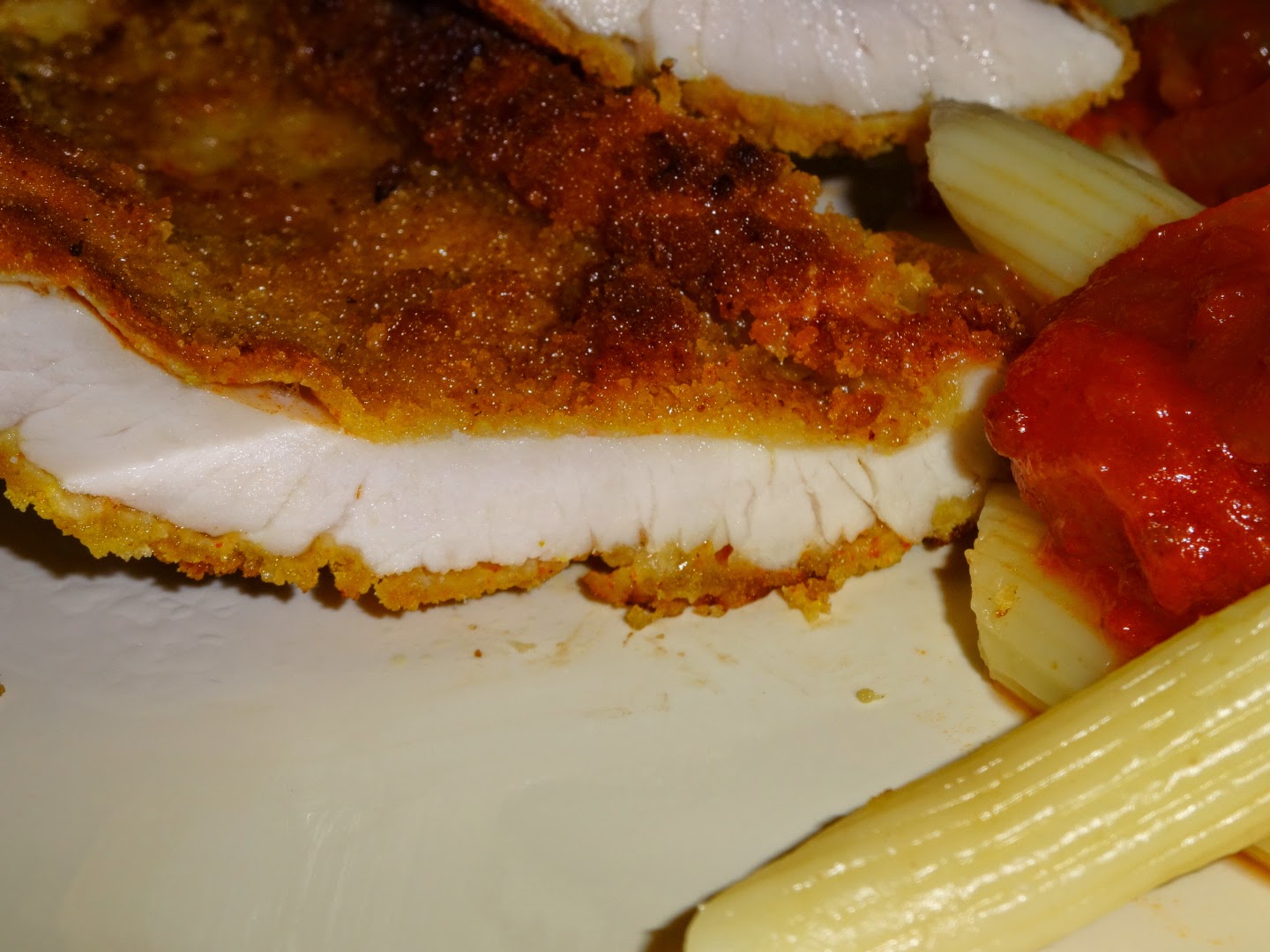 Escalope milanaise et pâtes à la tomate