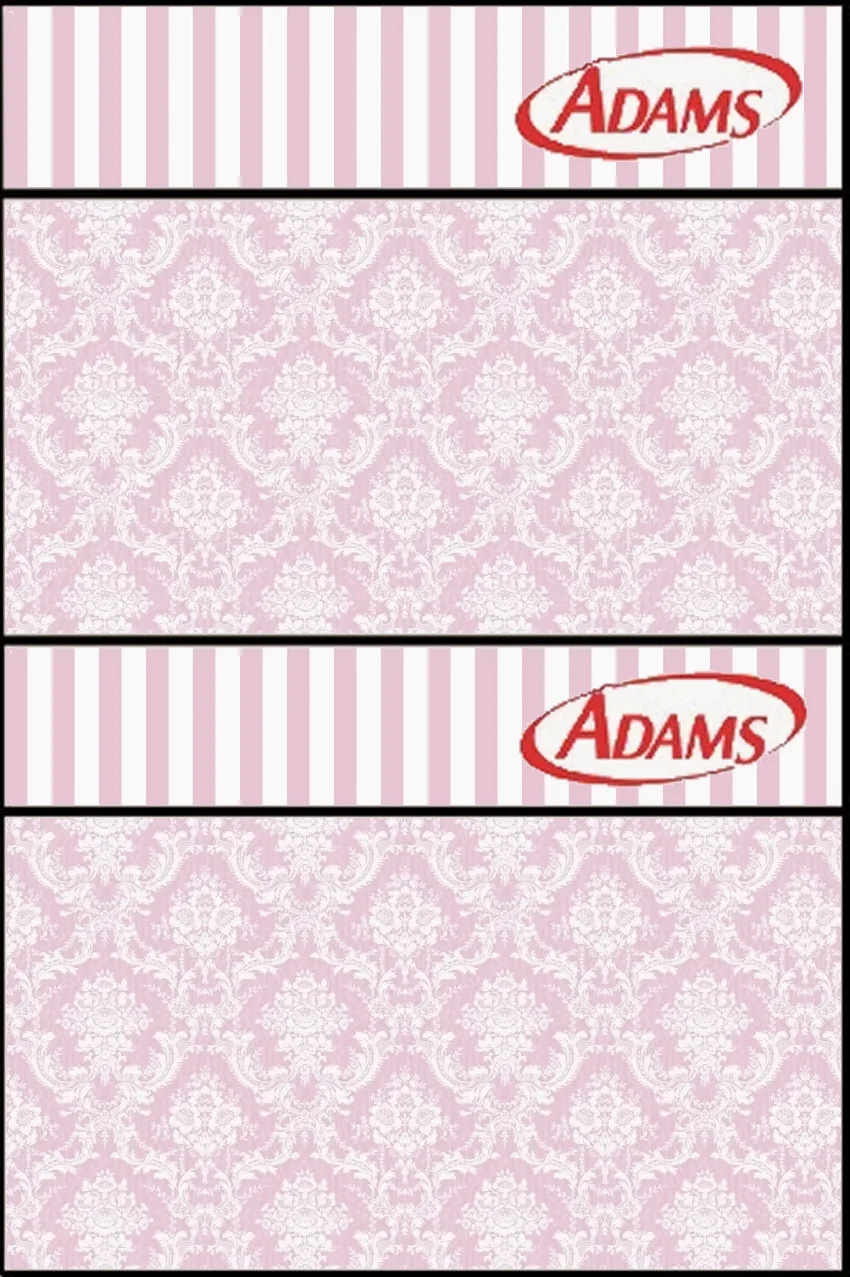 Etiquetas para chicles Adams.