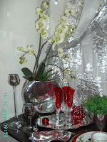 Vaso lua alumínio com orquídeas