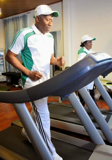 3 Photos: President Jonathan and First Lady at the gym
