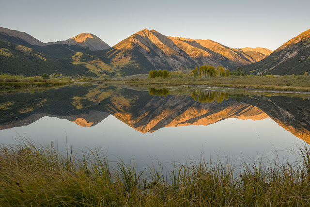 Reflection of Mt. Hope on a pond in Twin Lakes, Colorado