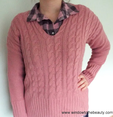 rosegal V Neck Drop Shoulder Pullover Cable Knit Sweater