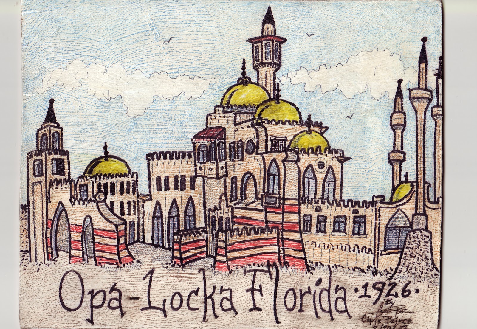 CueBall's Corner of the Universe Opa Locka Florida 1926Mixed Media...