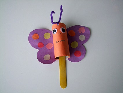 paper roll toilet crafts craft butterfly bug preschool insects fjaeril rolls spring
