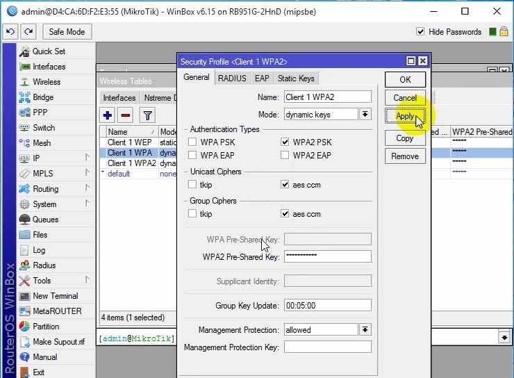 Wpa-eap. Как поменять пароль на wifi роутере микротик. Dynamic key. Security profile mikrotik. Dynamic key.