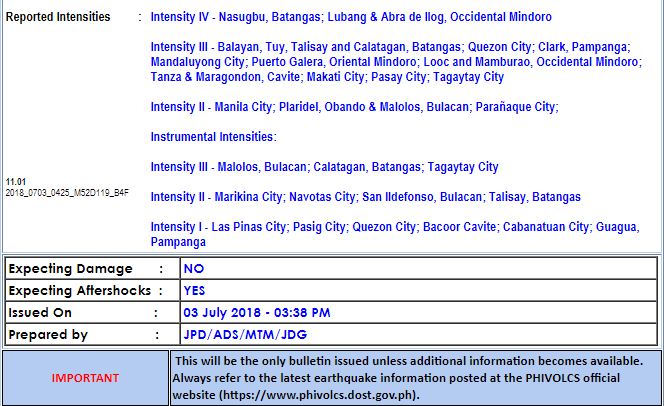 Magnitude 5.2 earthquake jolts Nasugbu, Batangas