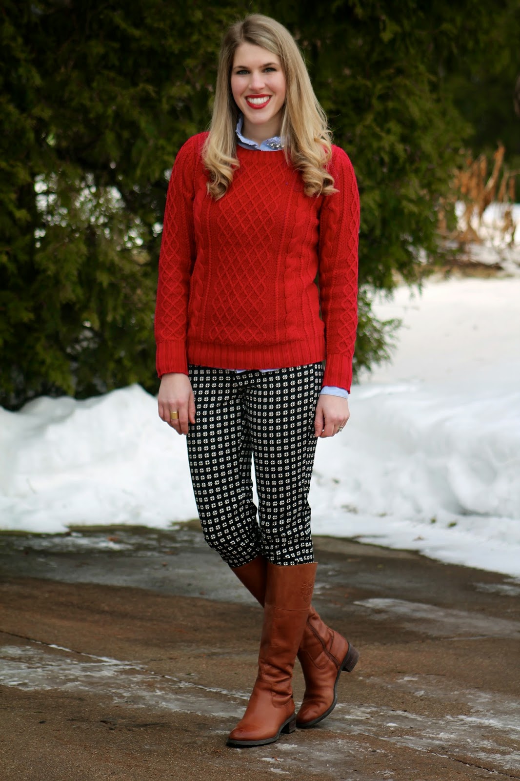 Red Sweater and Pixie Pants