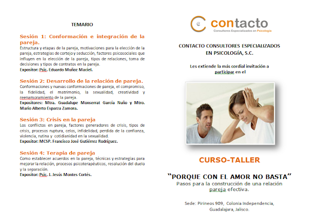 CONTACTO CONSULTORES EN PSICOLOGIA: CURSO TALLER CON EL AMOR NO BASTA!
