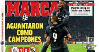 الصحافة الإسبانية تبرز معاناة ريال مدريد ضد أياكس بالفيديو والصور