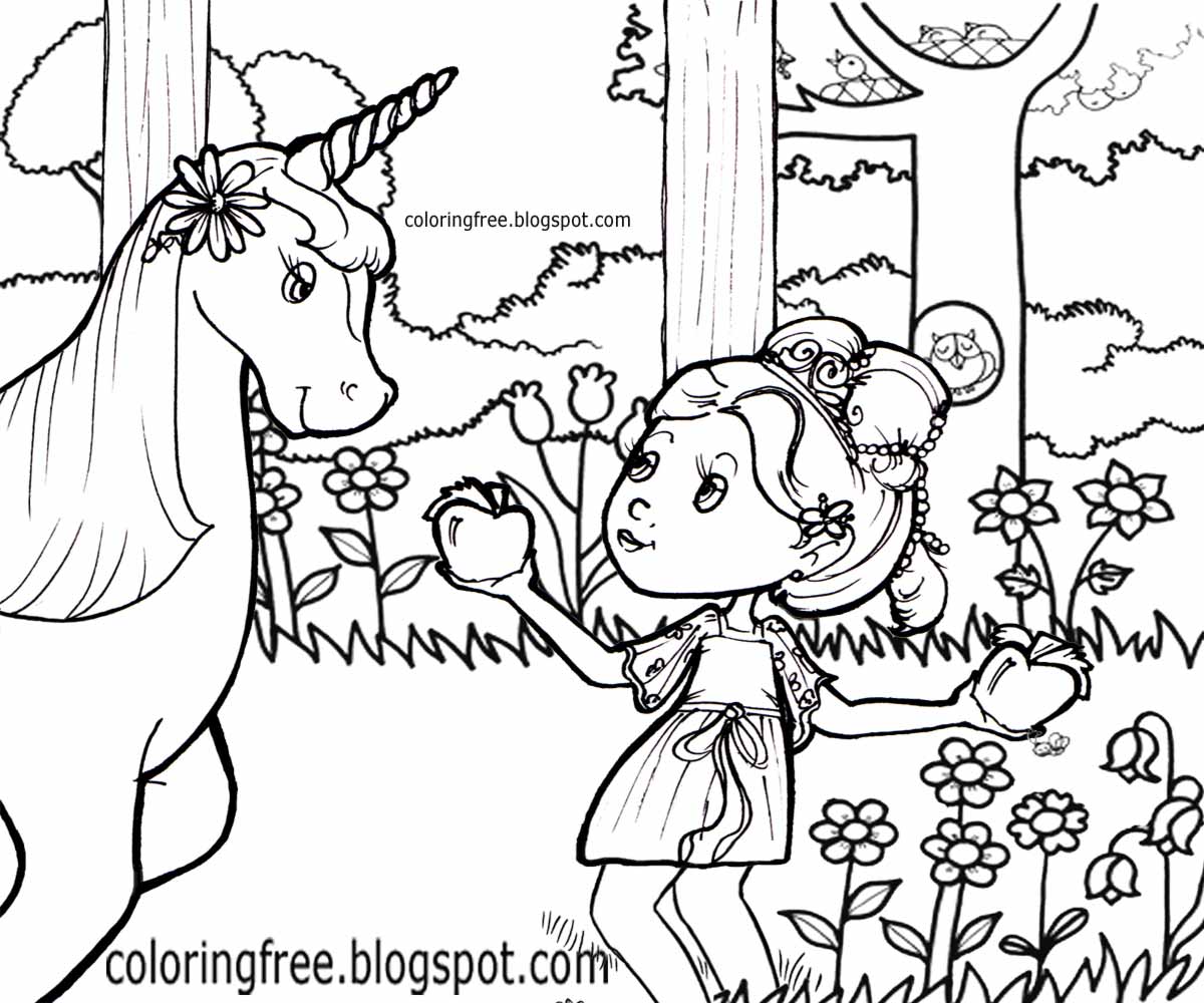 Printable Unicorn Drawing Mythical Coloring Book Pictures For Kids | Printable Coloring Pages