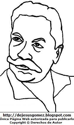 Federico Villarreal sin pintar Imagen de Federico Villarreal para colorear pintar imprimir. Dibujo de Federico Villarreal de Jesus Gómez