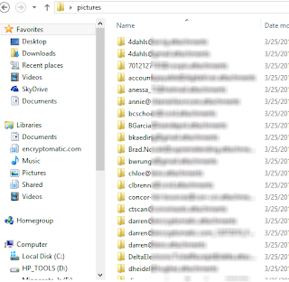 Windows 8 file folder with sub-folders.