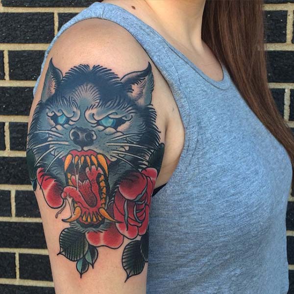wild wolf woman tattoo wild wolf woman tattoo