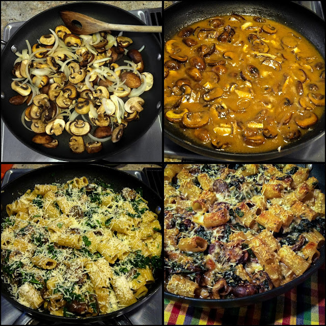 OnTheMove-In the Galley: Marsala Sauced Mushrooms Baked with Kale and Pasta