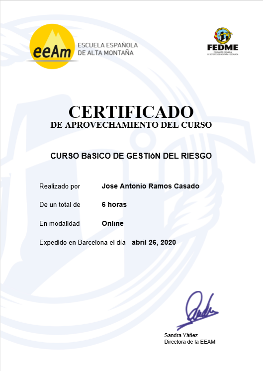 CURSO BASICO DE GESTION DEL RIESGO (FEDME)