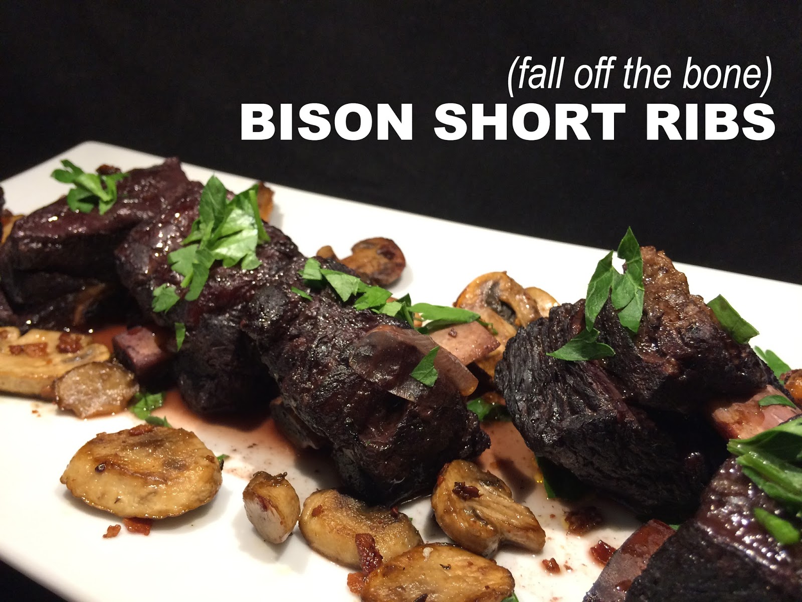 Fall Off The Bone Bison Short Ribs Recipe with Fried Pancetta and Mushrooms