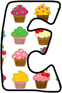 Abecedario con Cupcakes Grandes. Alphabet with Big Cupcakes. 
