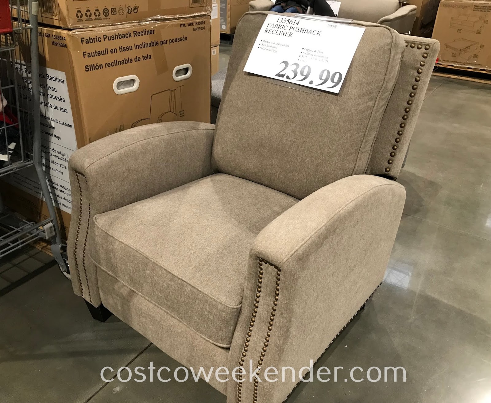 Fabric Pushback Recliner Costco Weekender