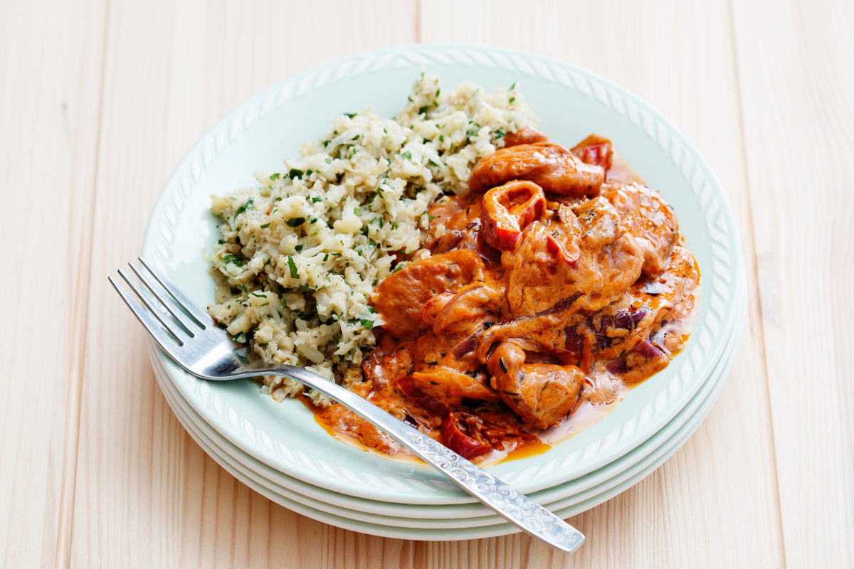 The Low Carb Diabetic Sausage with Cauliflower and Parsley Rice