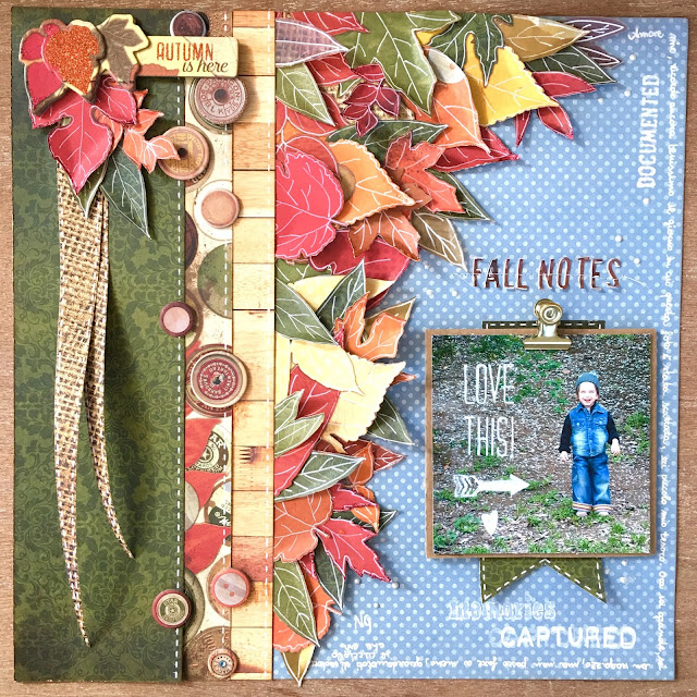 Fall Notes Scrapbook Page by Angela Tombari using BoBunny Farmers Market Collection