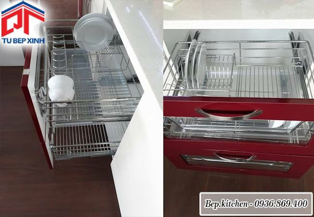 TỦ BẾP HIỆN ĐẠI NHỜ BỘ PHỤ KIỆN CHÉN DĨA XOONG NỒI THÔNG MINH TIỆN ÍCH