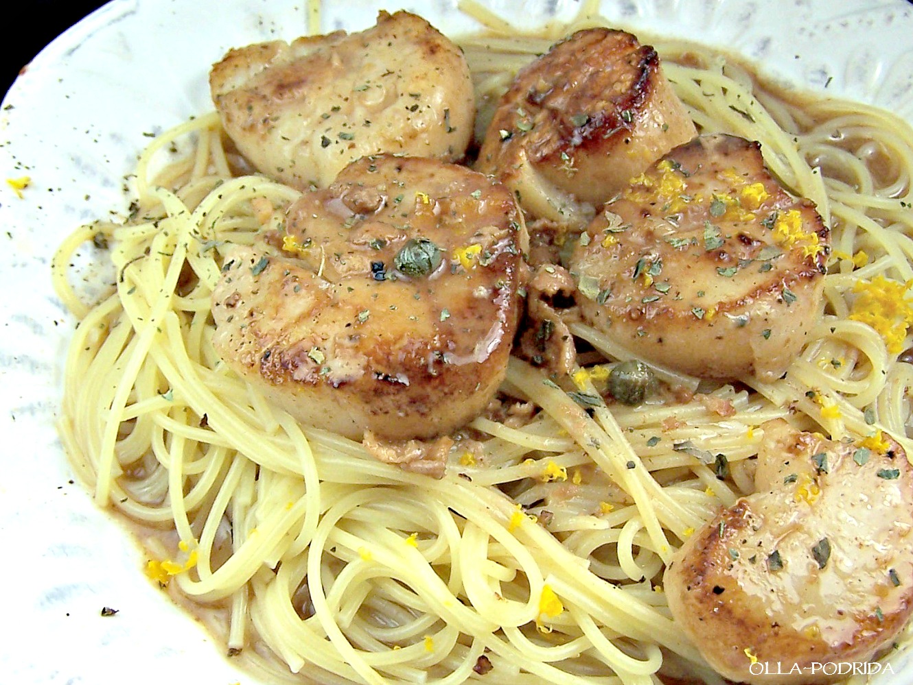 OllaPodrida Scallops with Capers, Lemon, and Basil