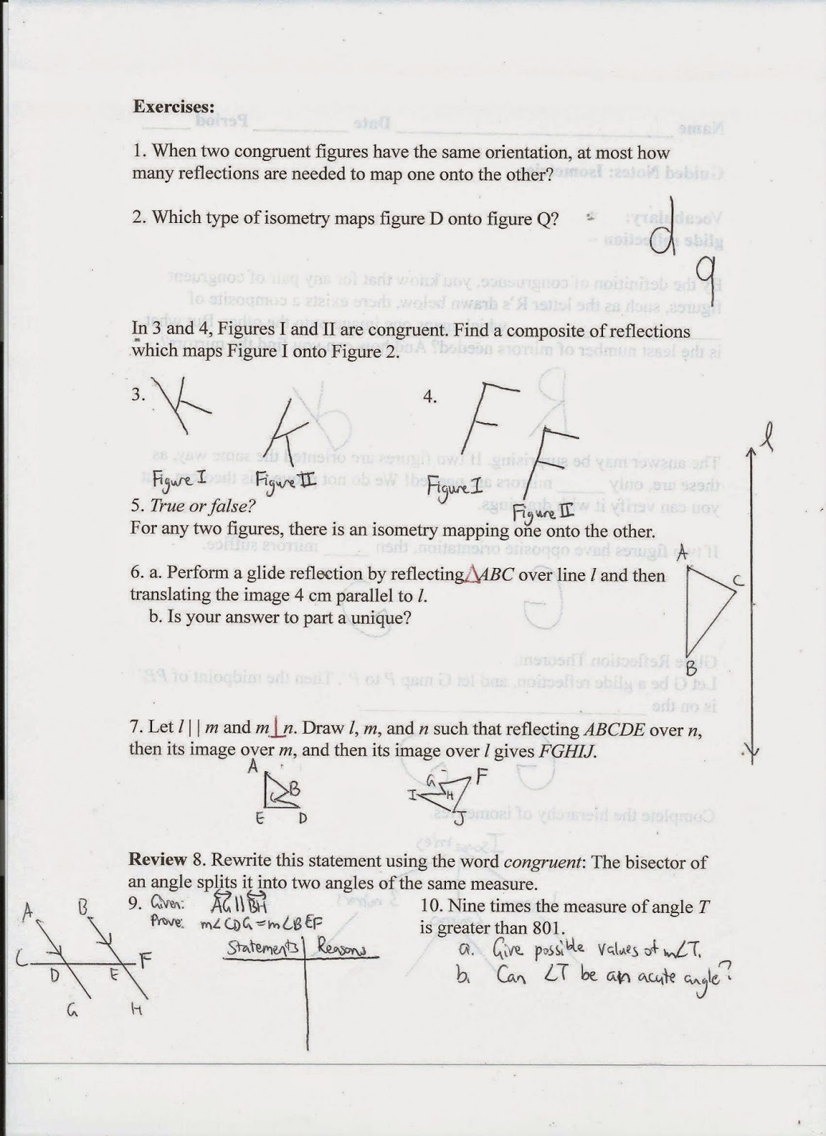 geometry 9.1 reflections homework answers