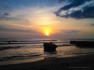 Dramatic Shine Sunset Panorama At Batu Bolong Beach, Canggu Village, Badung, Bali, Indonesia
