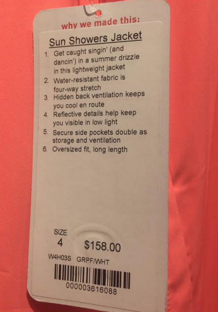 lululemon sun showers jacket