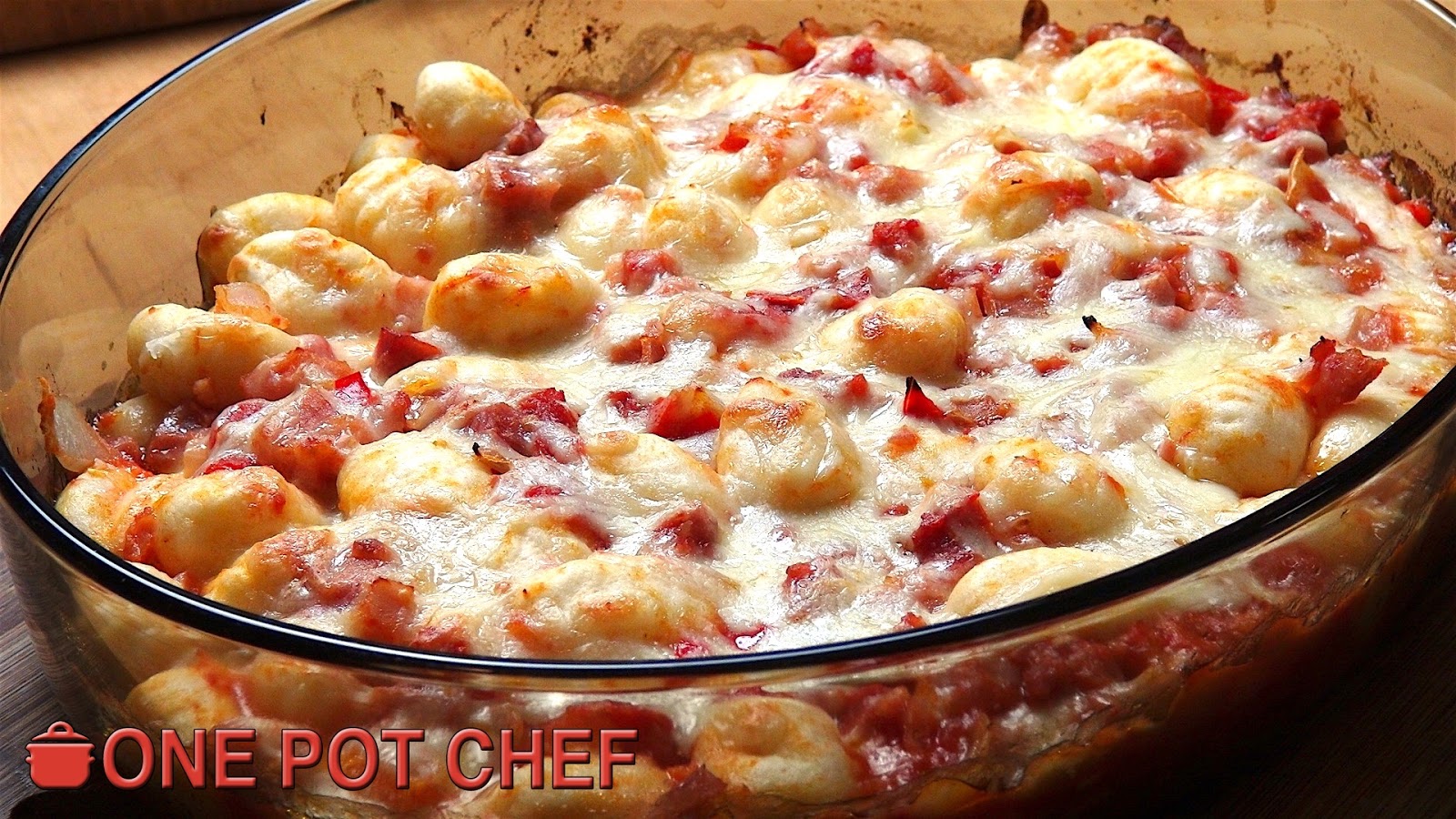 The One Pot Chef Show Cheesy Bacon and Tomato Gnocchi Bake One Pot Chef
