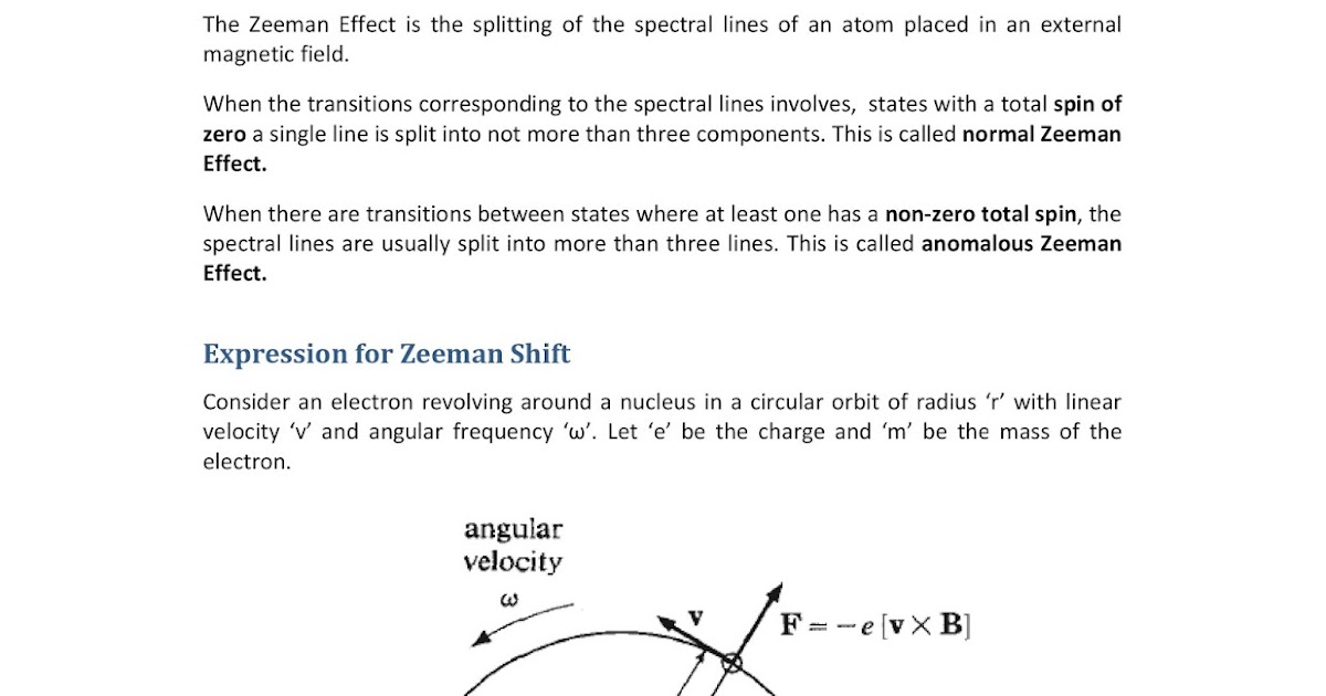 Passion of Physics A Journey Through SpaceTime Zeeman Effect