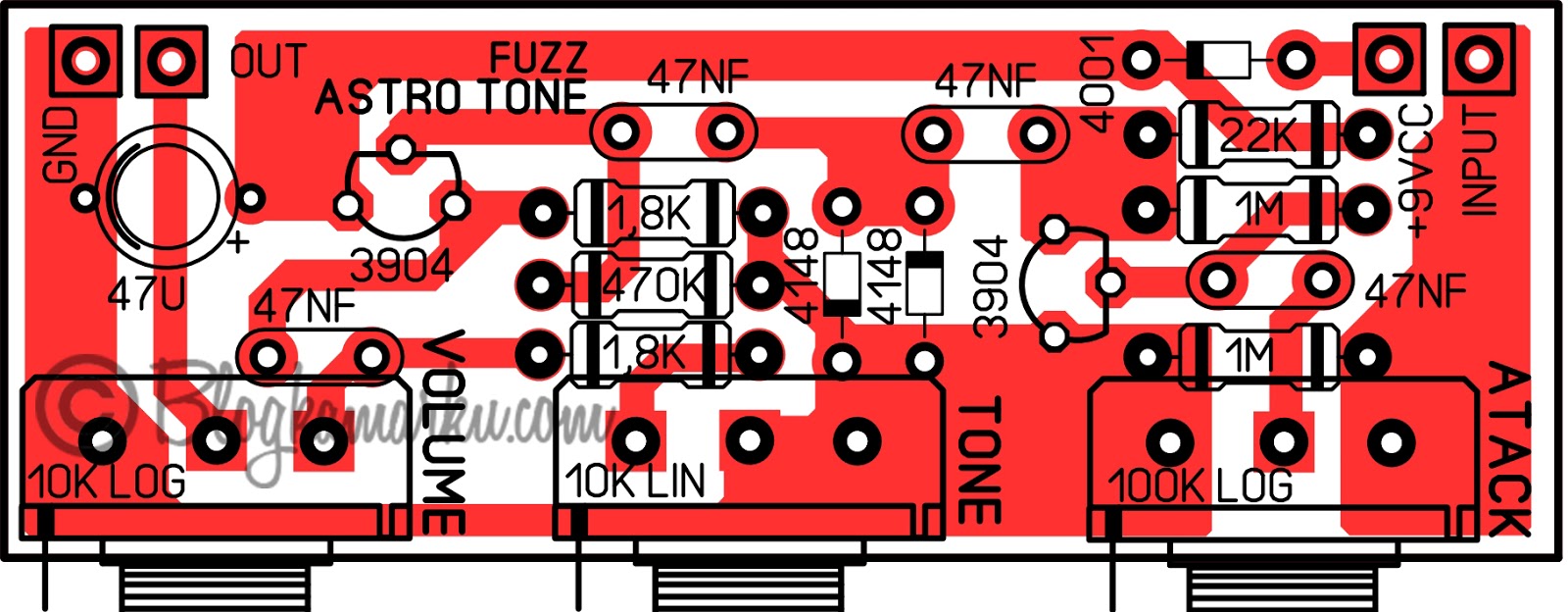 diy guitar pedals PCB Layout Astro tune fuzz – BLOGKAMARKU