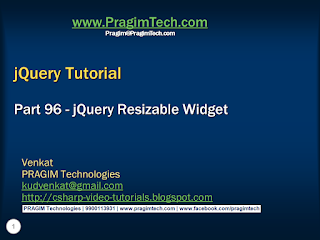 Sql server, .net and c# video tutorial: jQuery Resizable Widget