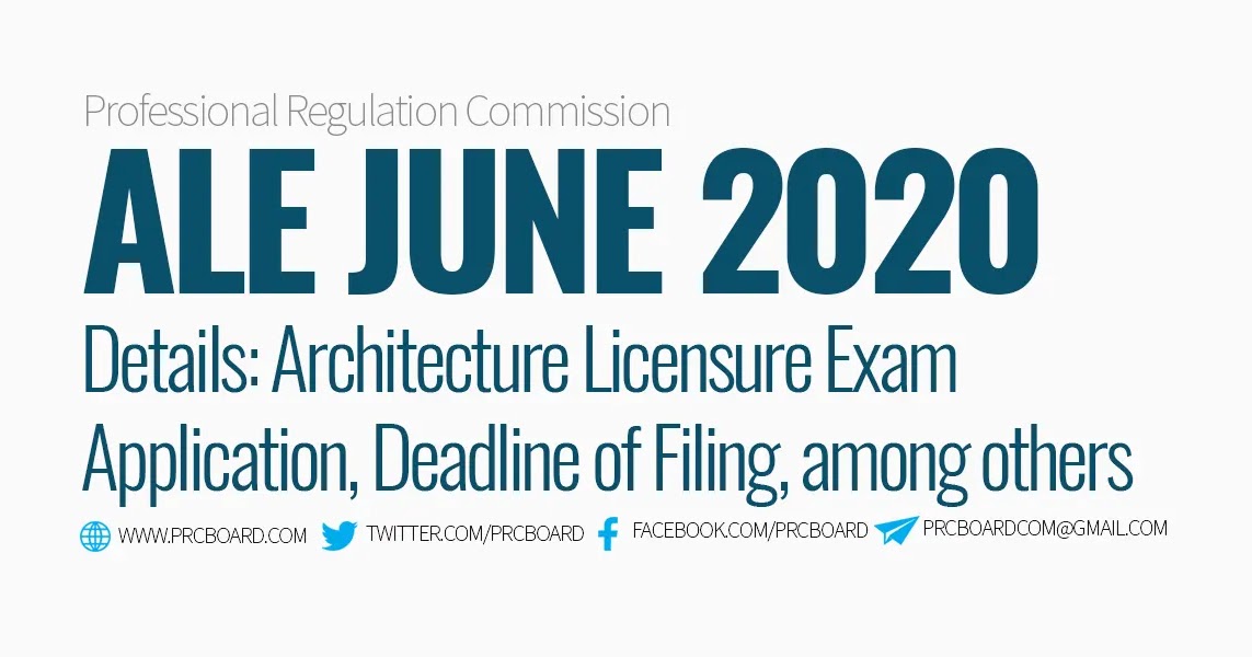 DETAILS June 2020 Architecture ALE Board Exam Schedule, Deadline of