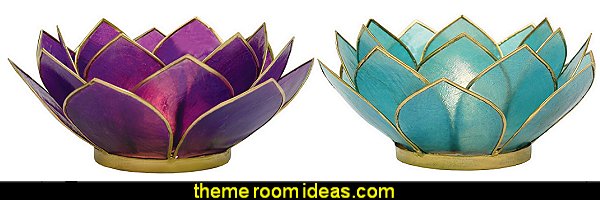 Capiz Lotus Gold-Edged Candle Holder - For Use with Tea Light Candles Peacock theme decorating - peacock theme decor - exotic style decorating - Peacock Decorations - Peacock Nursery - peacock wall decoration - peacock Christmas decorating - peacock color decor - peacock wallpaper - peacock bedding - life size peacock decorations - Peacock feather