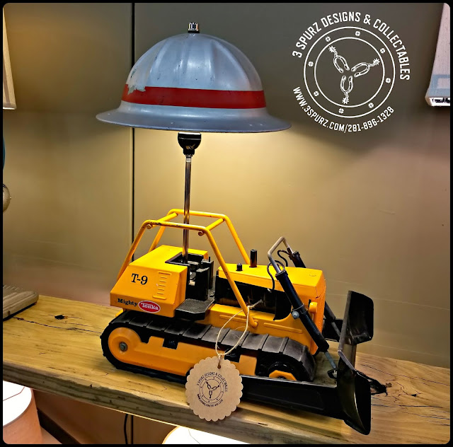 3 Spurz DandC Repurposed /Refurbished Creations!! Tonka T9 dozer lamp