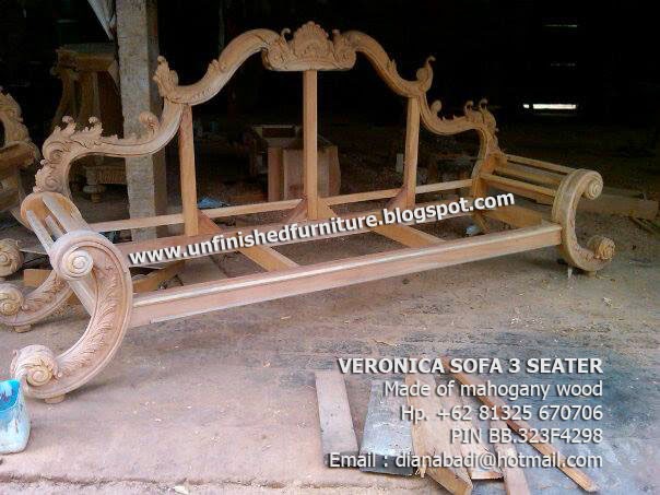 Unfinished Mahogany Furniture Unfinished Classic Wooden Frame Veronica Sofa 3 Seater Mahogany