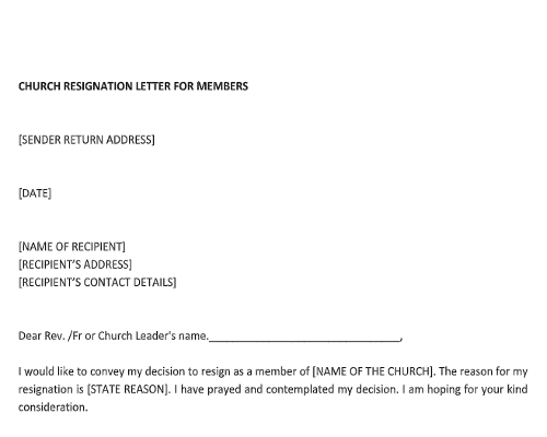 Church Resignation Letter for Members Church Resignation Letter for Members