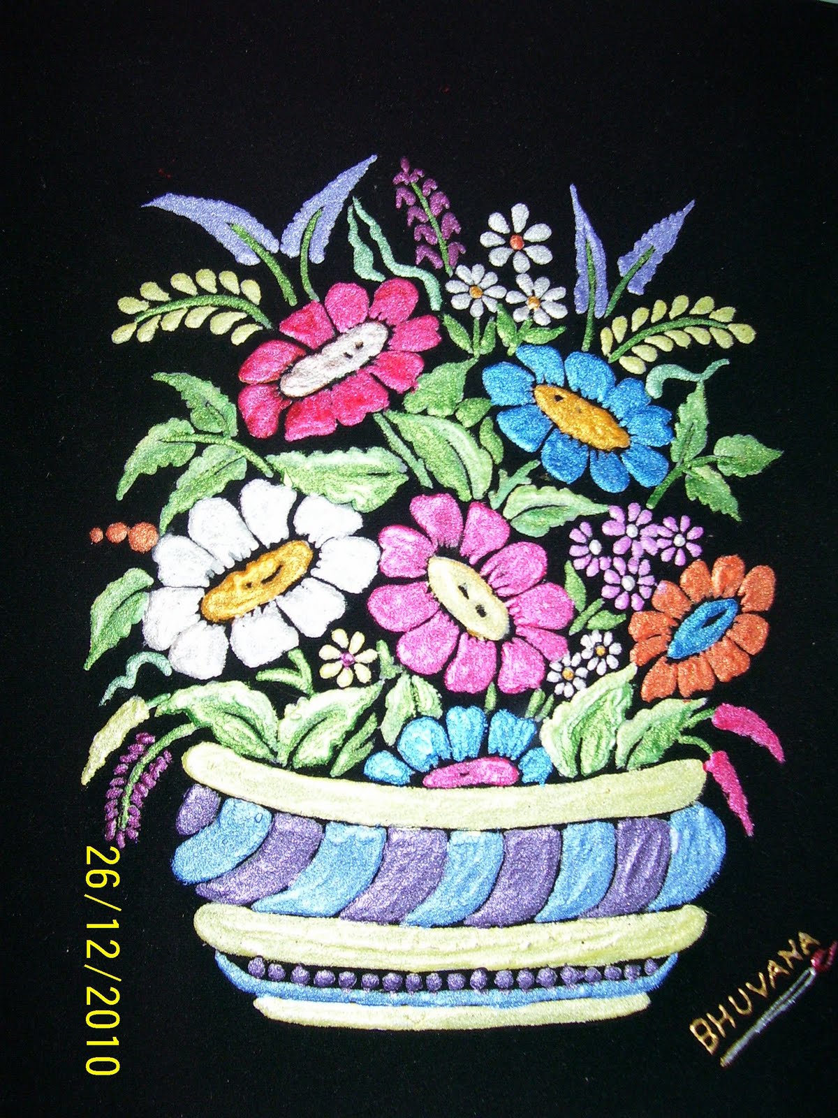 Bhuvana's Creative World Emboss Painting on Velvet Cloth