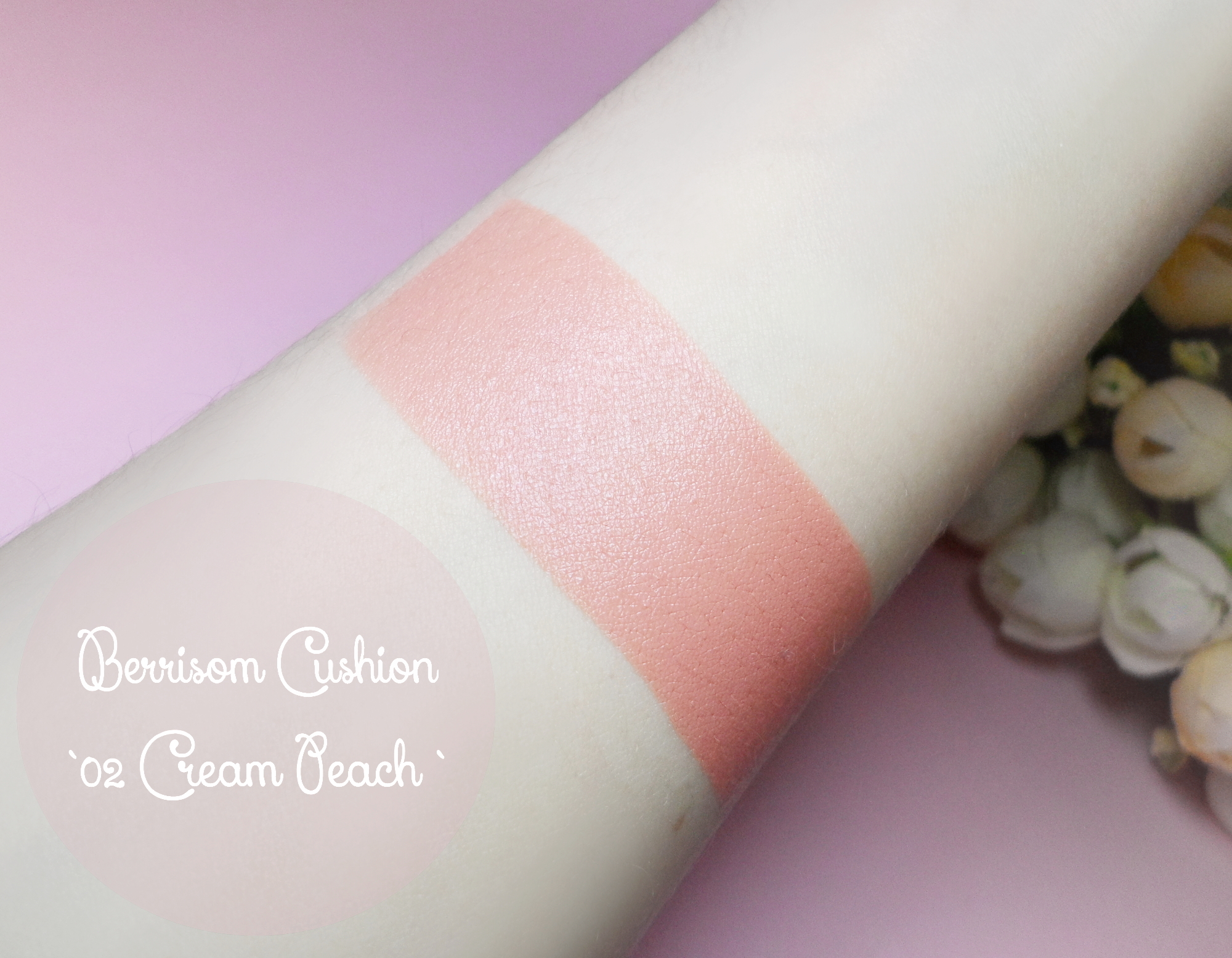 close-up of a korean cushion-blush by berrrison swatch on a light skin