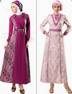 Baju muslim kombinasi batik dan style modern Baju muslim kombinasi batik dan style modern