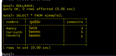 Blog: Ejercicio #2 Comandos ROLLBACK y COMMIT