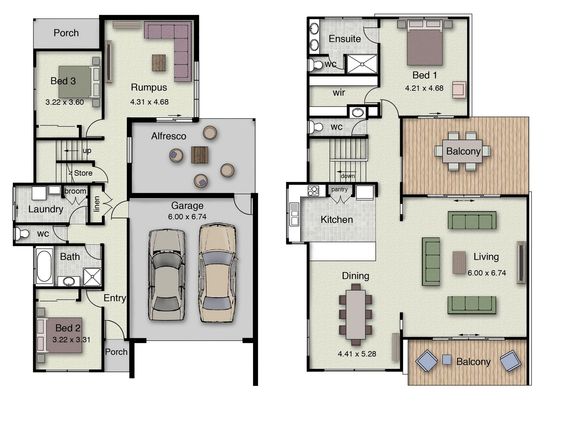 duplex small house design floor plans with 3 and 4 bedrooms