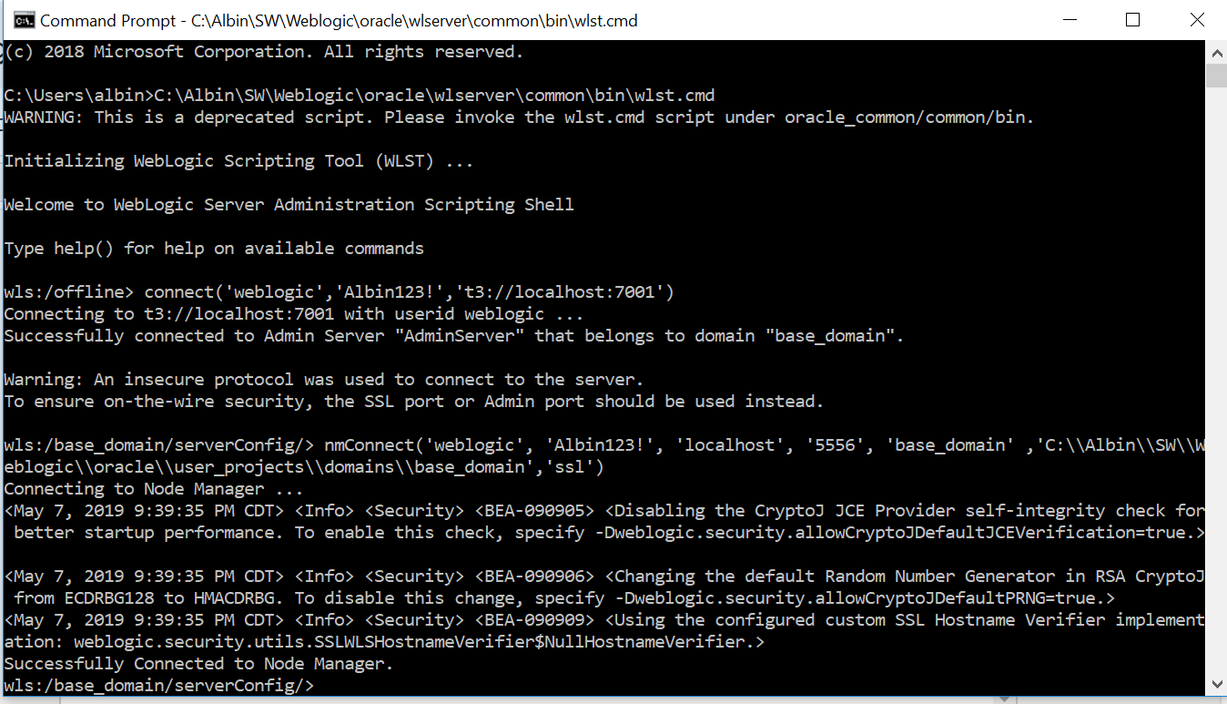 Nmenroll Nmconnect Commands Fails On Windows Server Weblogic 12 2 1