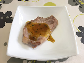 Pork chop with mustard and honey sauce