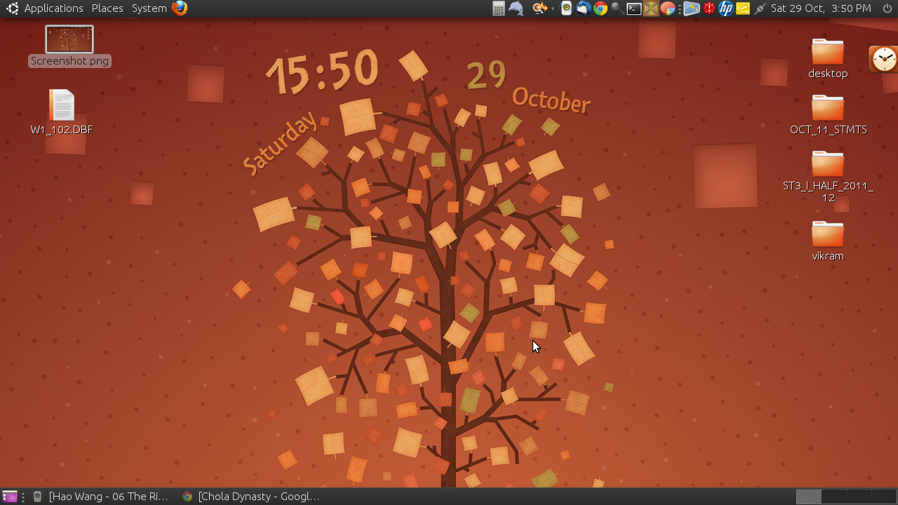 Chola Dynasty Wallpaper Clock in Ubuntu